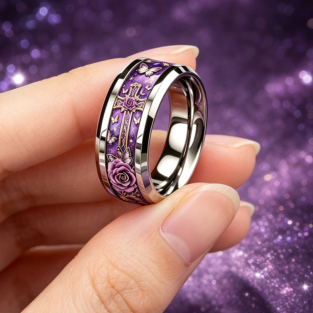 Gothic-style Religious-themed Unisex Ring, Stainless Steel